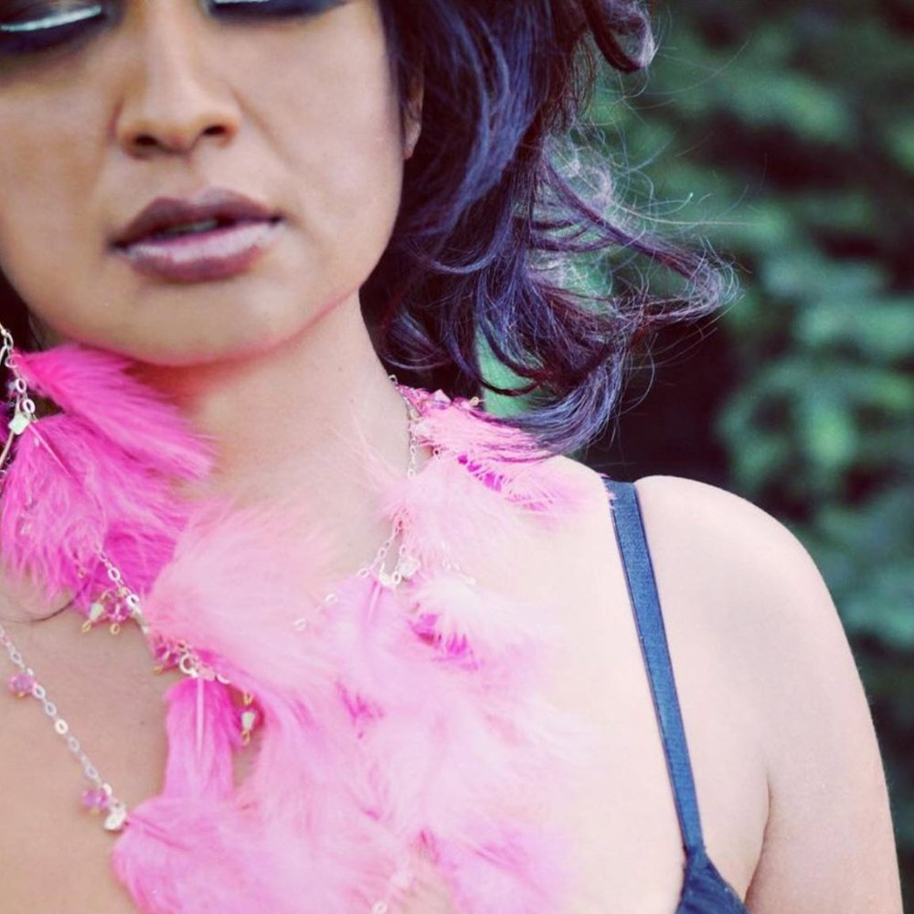 Tickled Pink - Luxury Bright Pink Feathers and Swarovski Crystals Necklace